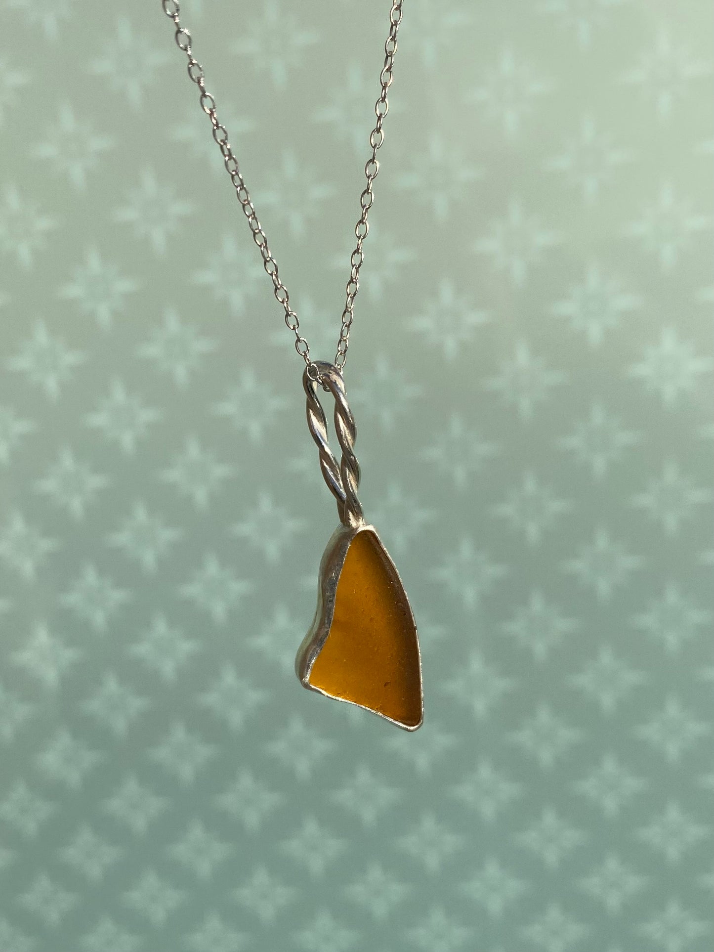 Orange seaglass twist necklace