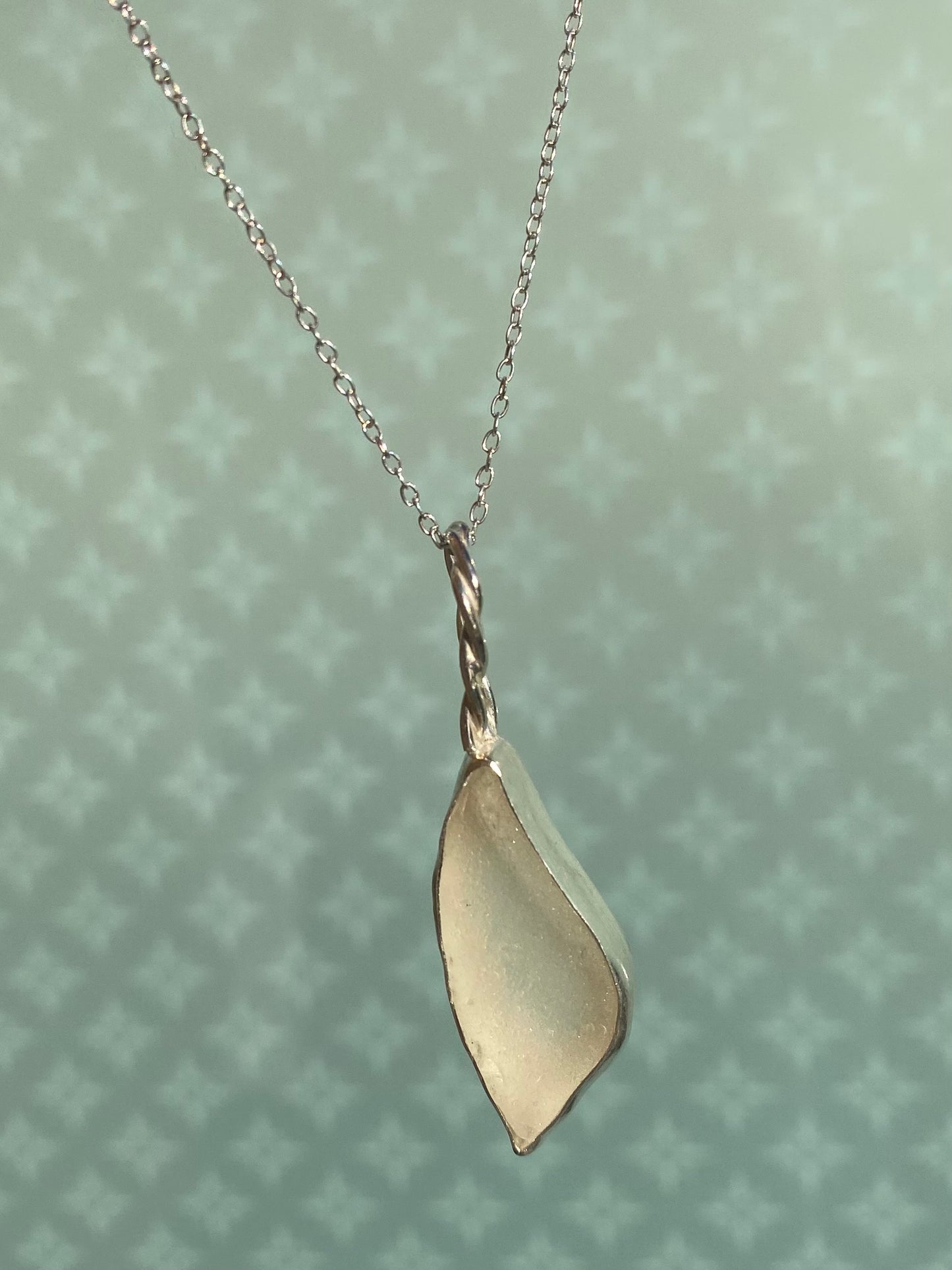 Clear seaglass twist necklace