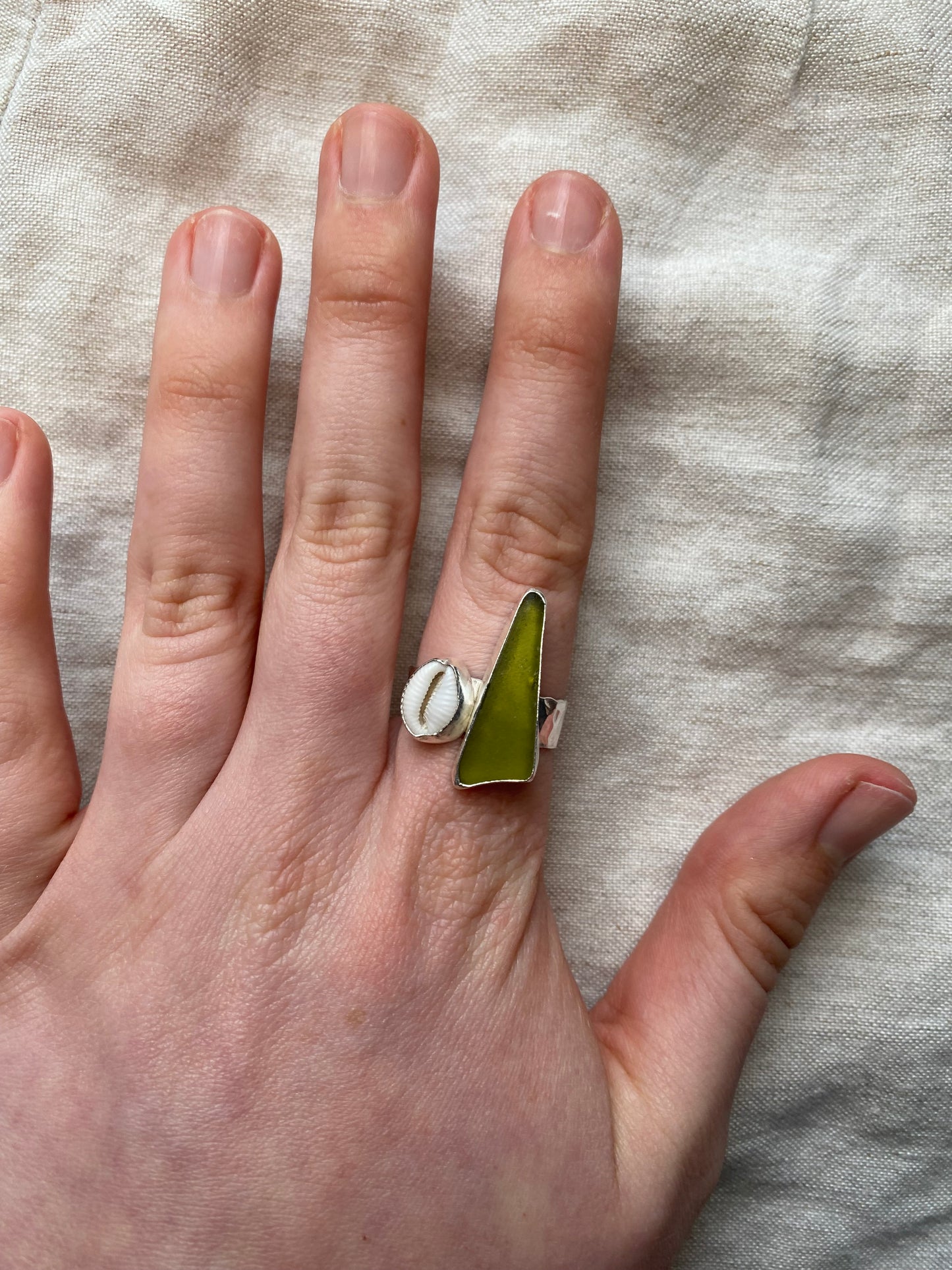 Seaglass & Shell Ring