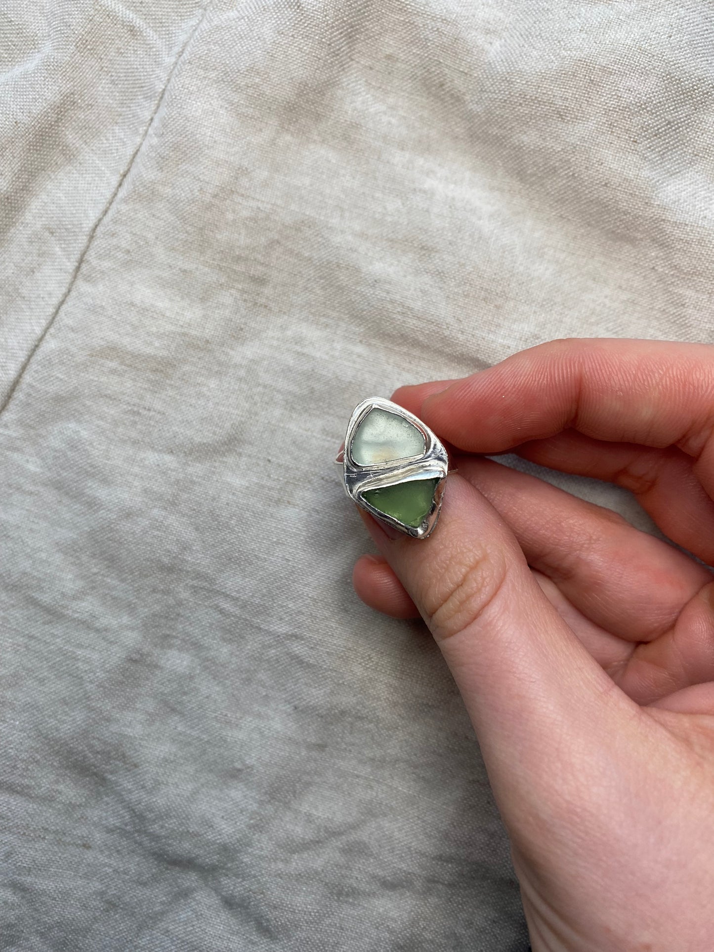 Double Seaglass Ring