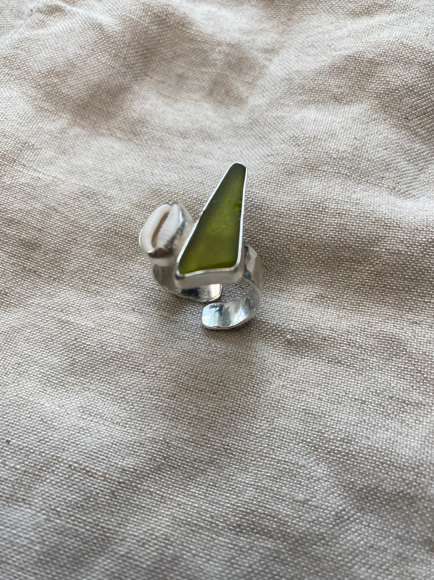 Seaglass & Shell Ring