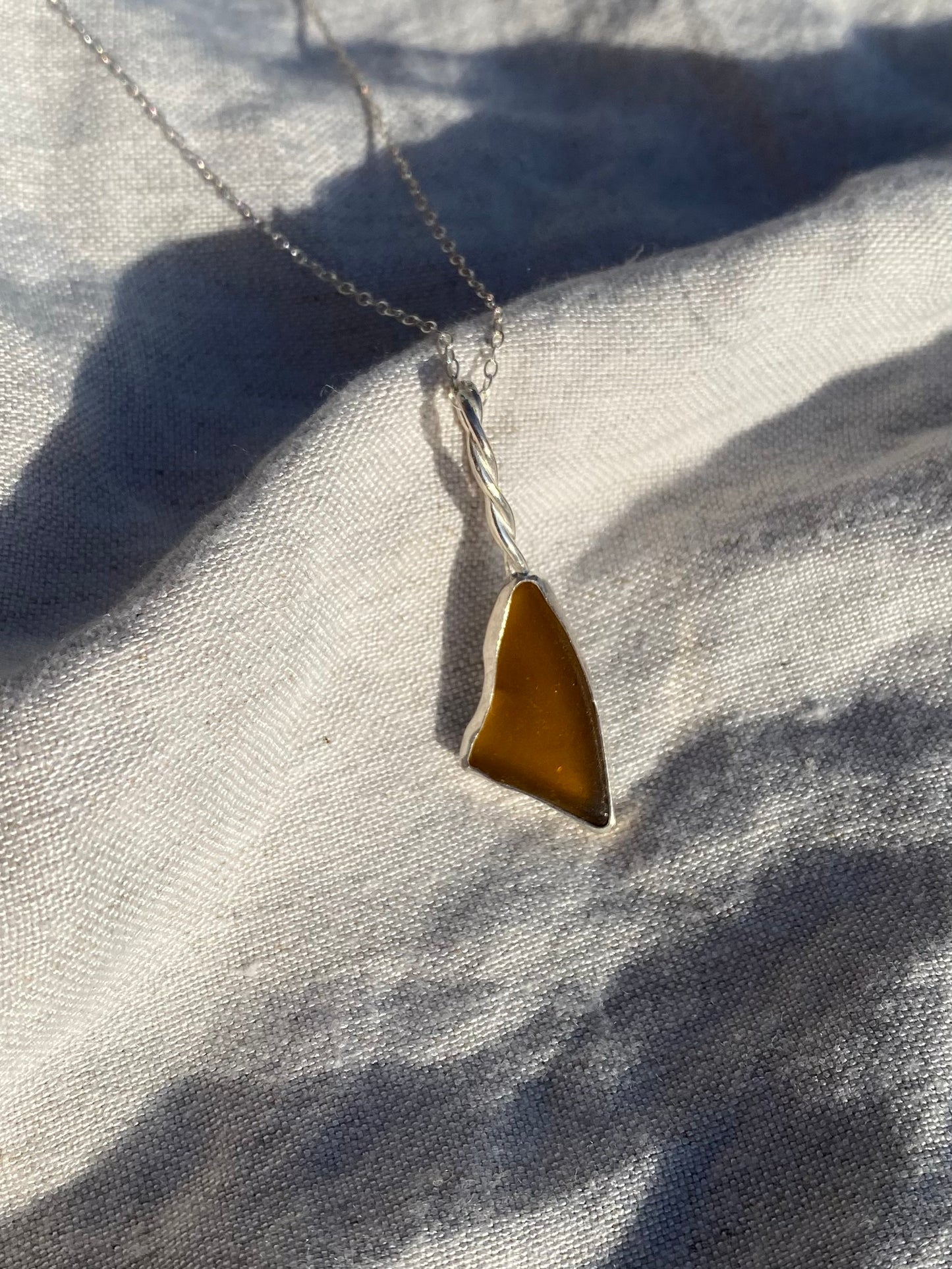 Orange seaglass twist necklace