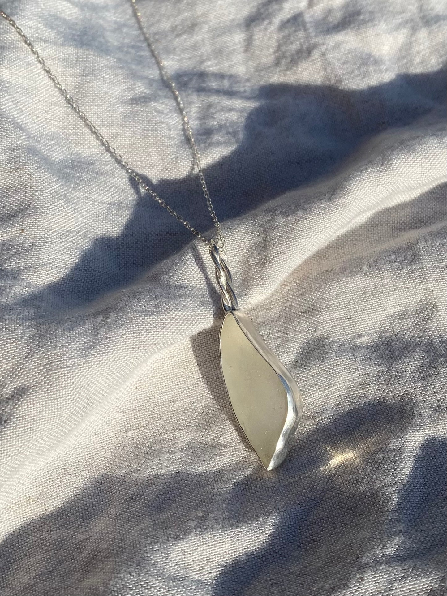 Clear seaglass twist necklace