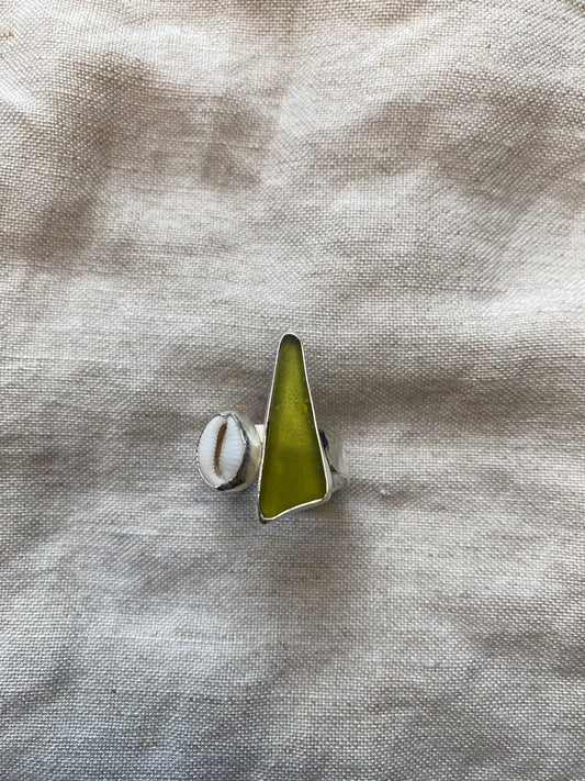 Seaglass & Shell Ring