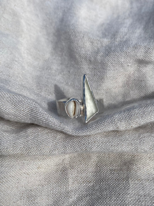 Seaglass & Shell Ring